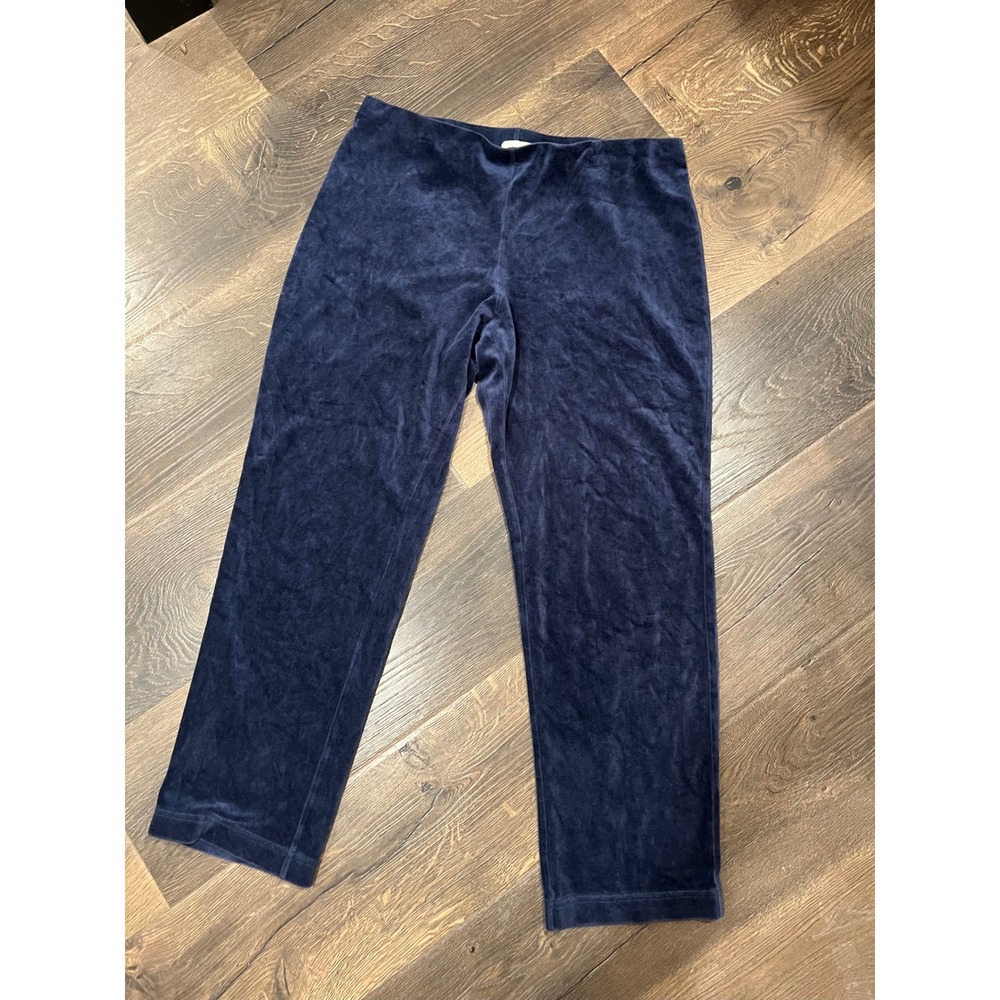 pure jill navy blue velvet‎ petite lounge pants size medium